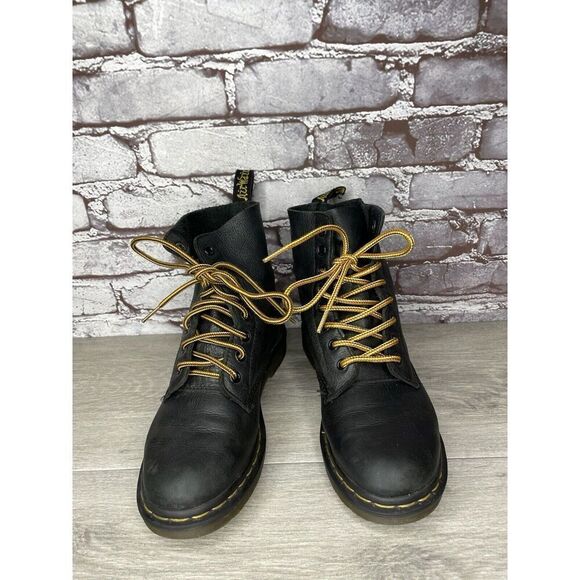 Dr Doc Marten’s Pascal Black Leather Lace Up Combat Boots Women’s Sz 7M US/38EU - Picture 2 of 16